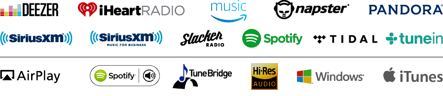 Image of streaming services that eAudioCast works with