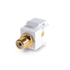 Wirepath™ Gold-Plated F-Connector to RCA Jack Keystone Insert (White RCA) 