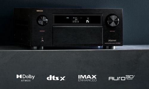 Receiver with Dolby logos beneath it