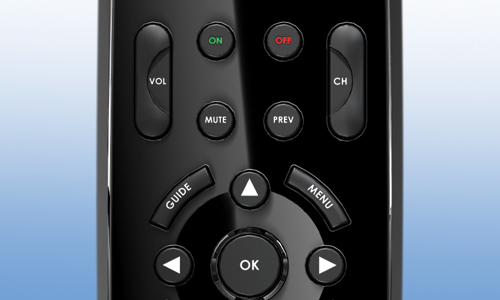 Zoomed-in view of buttons on remote
