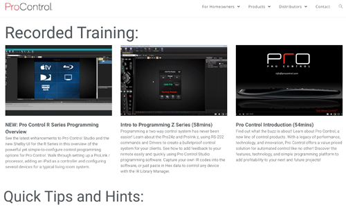 Screenshot of training videos