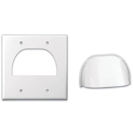 Vanco 120624X Dual Gang Reversible Bulk Cable Wall Plate, White 