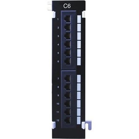 Vanco 820672 12-Port CAT6 Mini Patch Panel, Black 