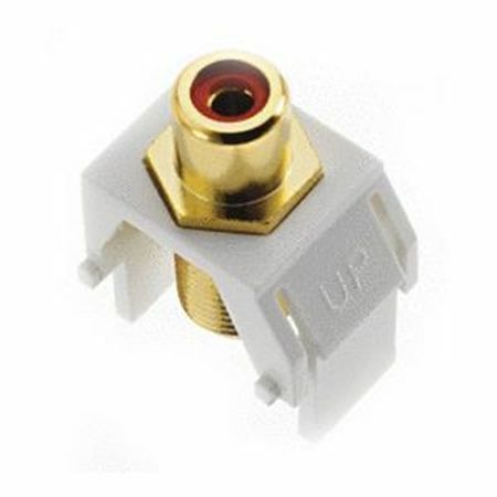 On-Q WP3462WH Red RCA to F-Connector Keystone Insert, White, M20 