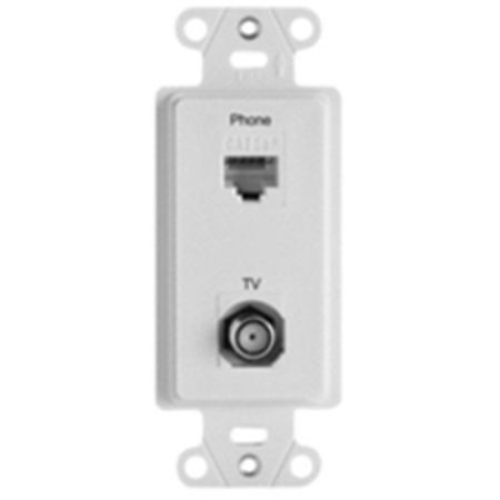 On-Q WP3211WH Pre-Configured Two-Port Strap with Phone and TV Connections, White 