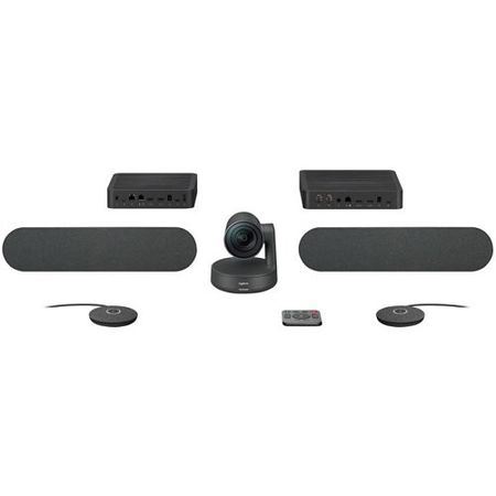 Logitech Rally Plus Ultra HD 4K Conference Camera System with Dual-Speakers and Mic Pods for Large Rooms 