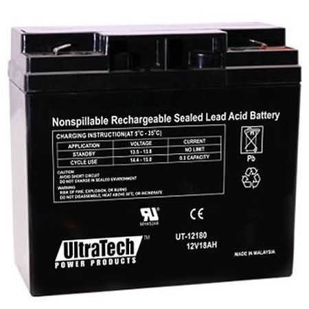 UltraTech IM-12180 12V 18AH Sealed Lead Acid Battery, F2 Terminal 