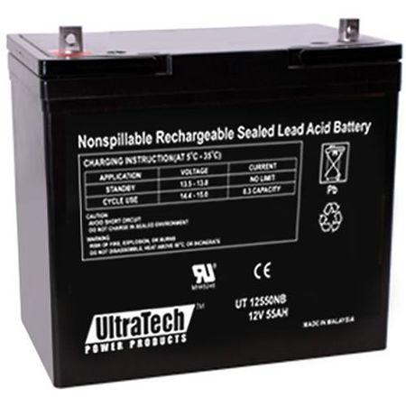 UltraTech IM-12550NB 12V 55AH Sealed Lead Acid Battery, NB Terminal 