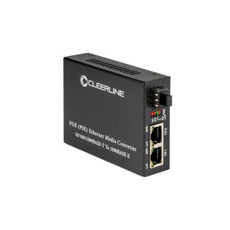 Cleerline Fiber Optic PoE+ Media Extender- 2-Port 