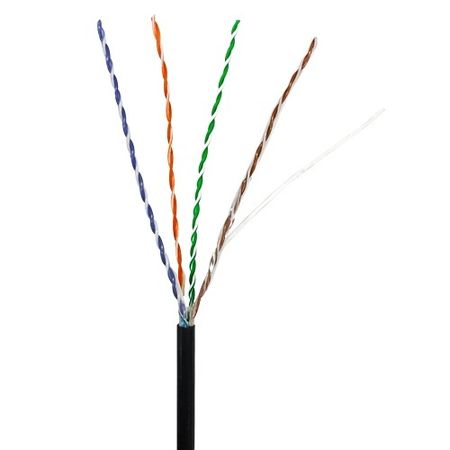 ADI PRO 0E-CAT5DB5BK CAT5 24/4 Direct Burial Cable, 500 Wood Reel, Black 