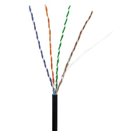 ADI PRO 0E-CAT5DB1BK CAT5e 24/4 Solid BC Outdoor Direct Burial Cable, Unshielded, UTP, 1000 Wood Reel, Black 