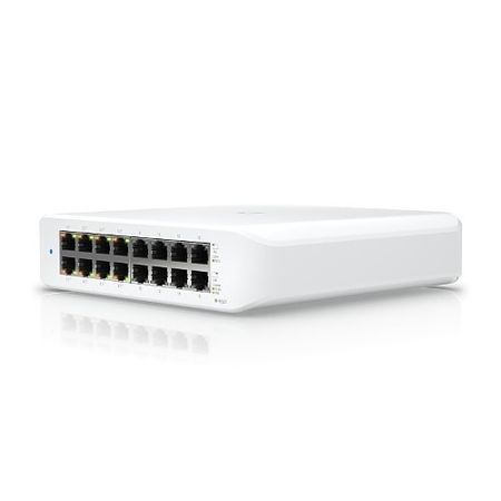 Ubiquiti USW-LITE-16-POE 16-Port Lite 8 PoE Layer 2 Switch, White 