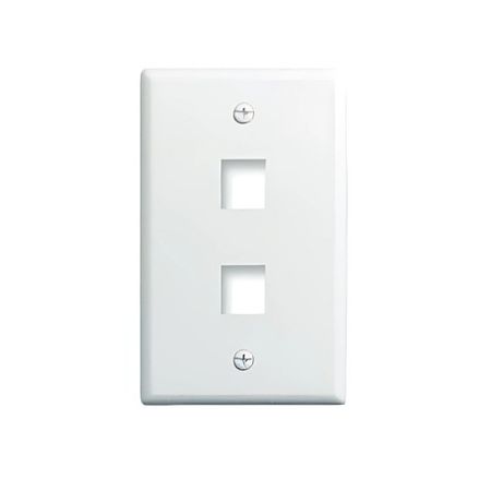 On-Q WP3402WH 1-Gang  2-Port Wall Plate  Single Bulk Plastic Keystone Strap  RJ45 Wall Plate  White                             