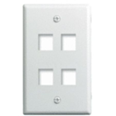 On-Q WP3404WH Single-Gang Wall Plate  4-Ports  White                                                                            