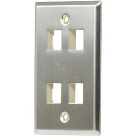 On-Q WP3404-SS 1-Gang  4-Port Wall Plate  Stainless Steel                                                                       
