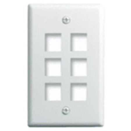 On-Q WP3406WH Single-Gang Wall Plate  6-Ports  White                                                                            