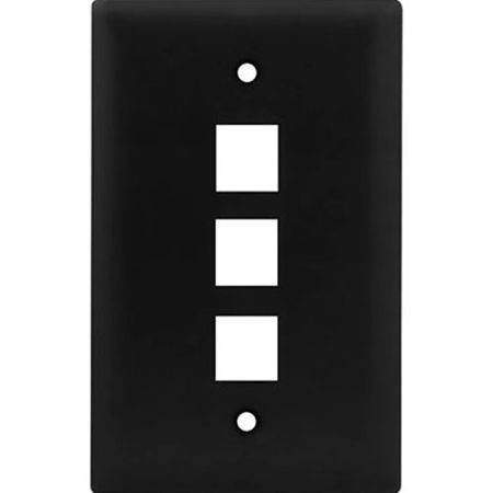 On-Q WP3403BK 1-Gang  3-Port Wall Plate  Black                                                                                  