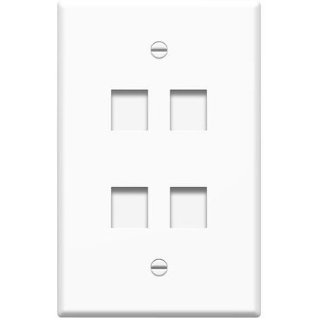 On-Q WP3304WH 1-Gang 4-Port Oversized Wall Plate White
