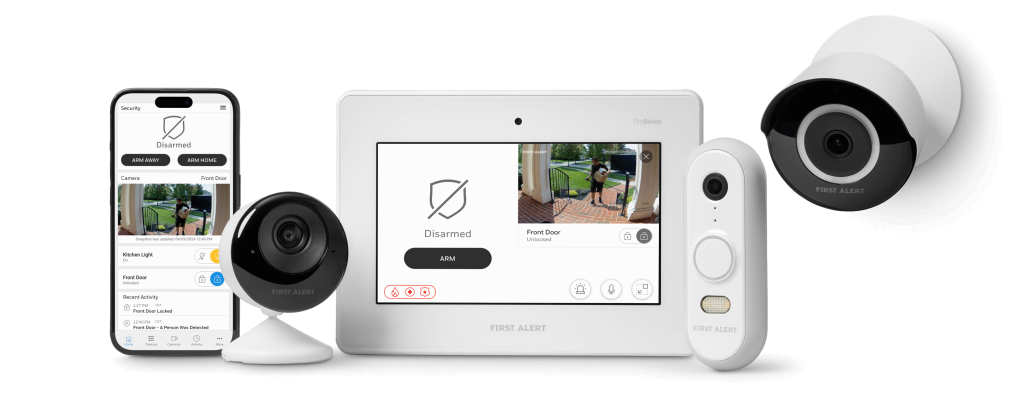 Family shot of First Alert security products