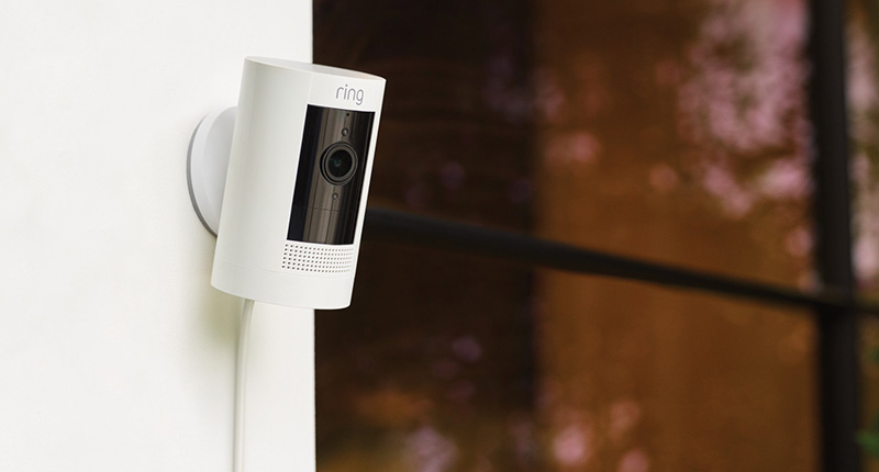 Ring security camera installed outside a home