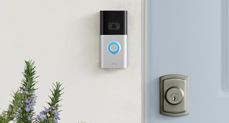 Ring security camera installed outside a home