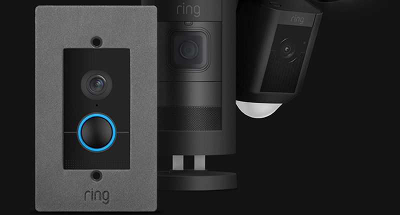 Ring video doorbell on wall