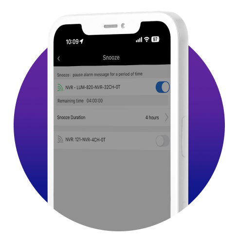 Screenshot of recording playback on Luma View app
