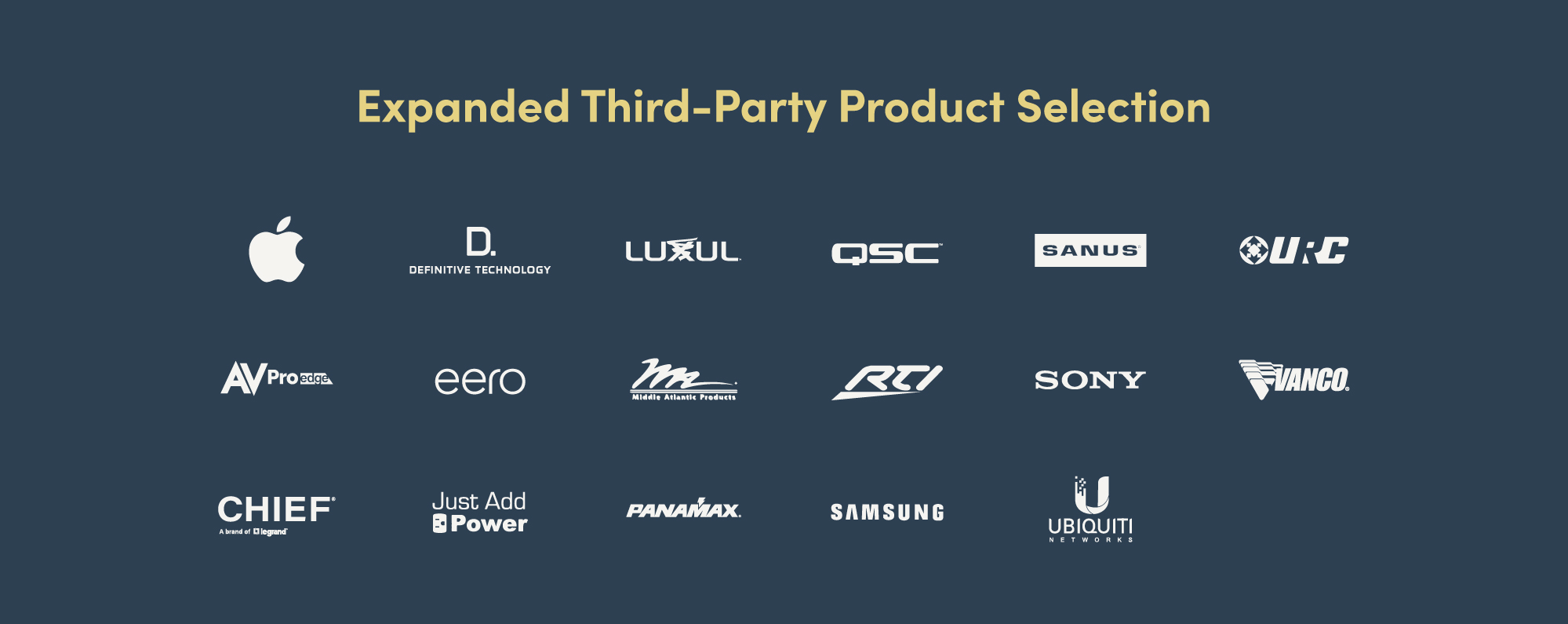 List of 3rd parties that Snap Local works with including Apple, Samsung, Sony, URC, and more