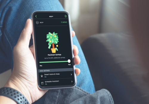 Smart device showing eco+ on the screen