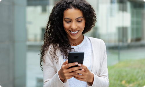 Woman looking at her mobile device