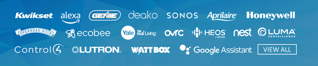 List of brands that ClareOne is compatible with : Kwikset, ecobee, OvrC, Sonos, Amazon Alexa, Schlage, Autonomic, Yale, deako, WattBox, Aprilaire, Honeywell, Control4, Lutron, Google Assistant, Chamberlain, Heos