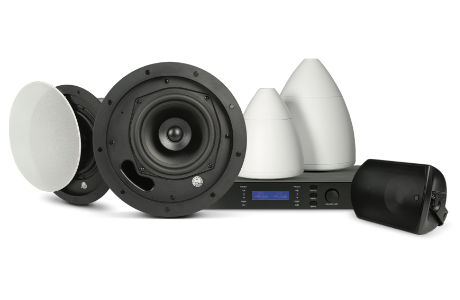 Sense microphone on a stand in a room
