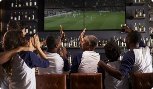 Crowd of folks at a bar