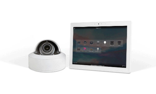 Dome camera next to a control panel