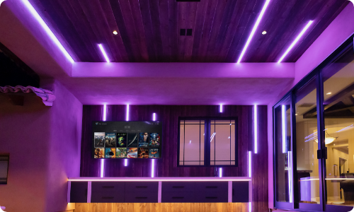 Room with purple lighting