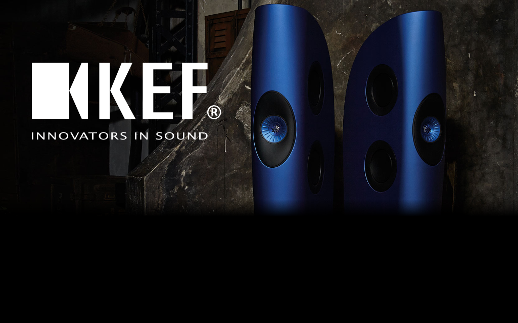 Pair of blue KEF blade speaders