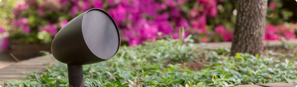 Landscape speaker in a garden