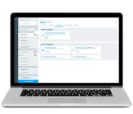 laptop with gif of the easy wireless setop screen on OvrC