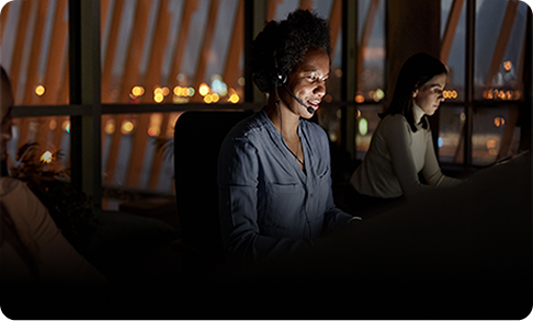 2 people in a call center environment