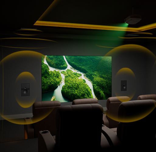 Mega speaker on the floor of a room