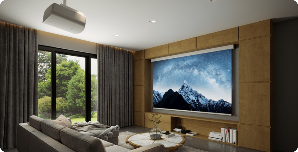 Sony projector and screen in home theater