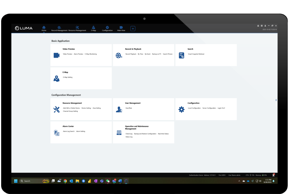 Screenshot of VMS setup