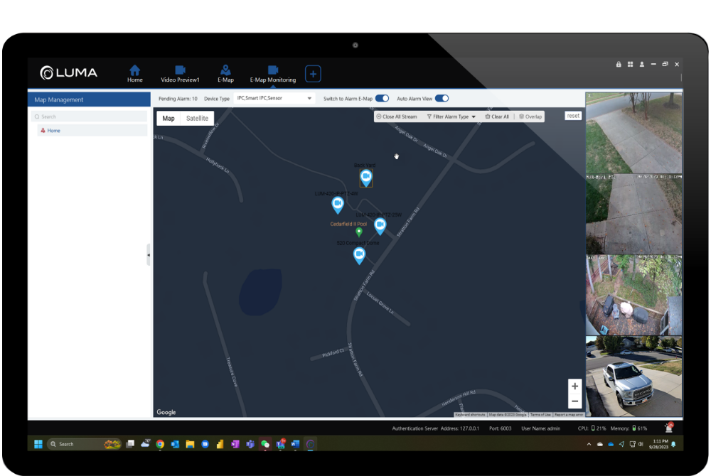 Screenshot of the location application of the VMS