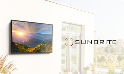 SunBrite Solis Full Sun Smart TV installed on outside wall