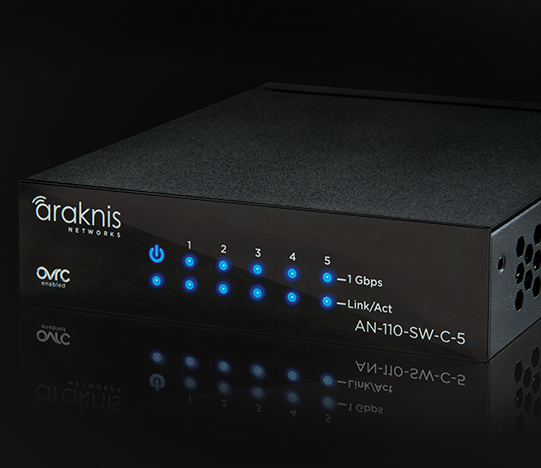Araknis switch on a table