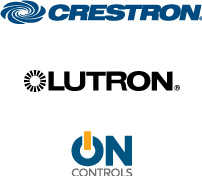 Crestron, Lutron, On Controls logos
