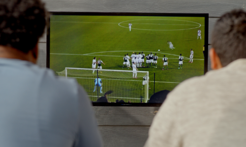 Sunbrite TV showing a soccer game