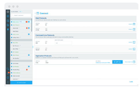 Screenshot showing the advanced remote access features