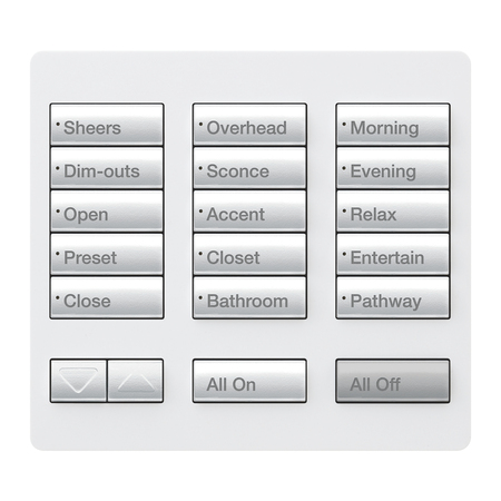 Lutron RadioRA 2 Tabletop Designer Keypad 15 button with Raise and Lower All On and All Off