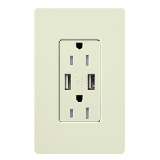 Lutron® 15 Amp USB Receptacle - (Biscuit | Satin)                                                                              